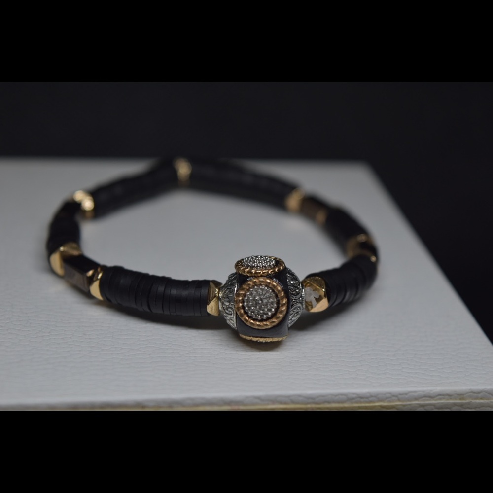 Matte black and gold bracelet with vintage design